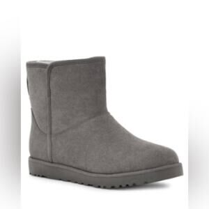Ugg Cory II Gray Classic Short Boot Size 12 Suede Genuine Shearling Bootie New